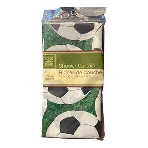 Home Collection Shower Curtain Soccer Ball Allover Print 70in x 72in Sports NEW